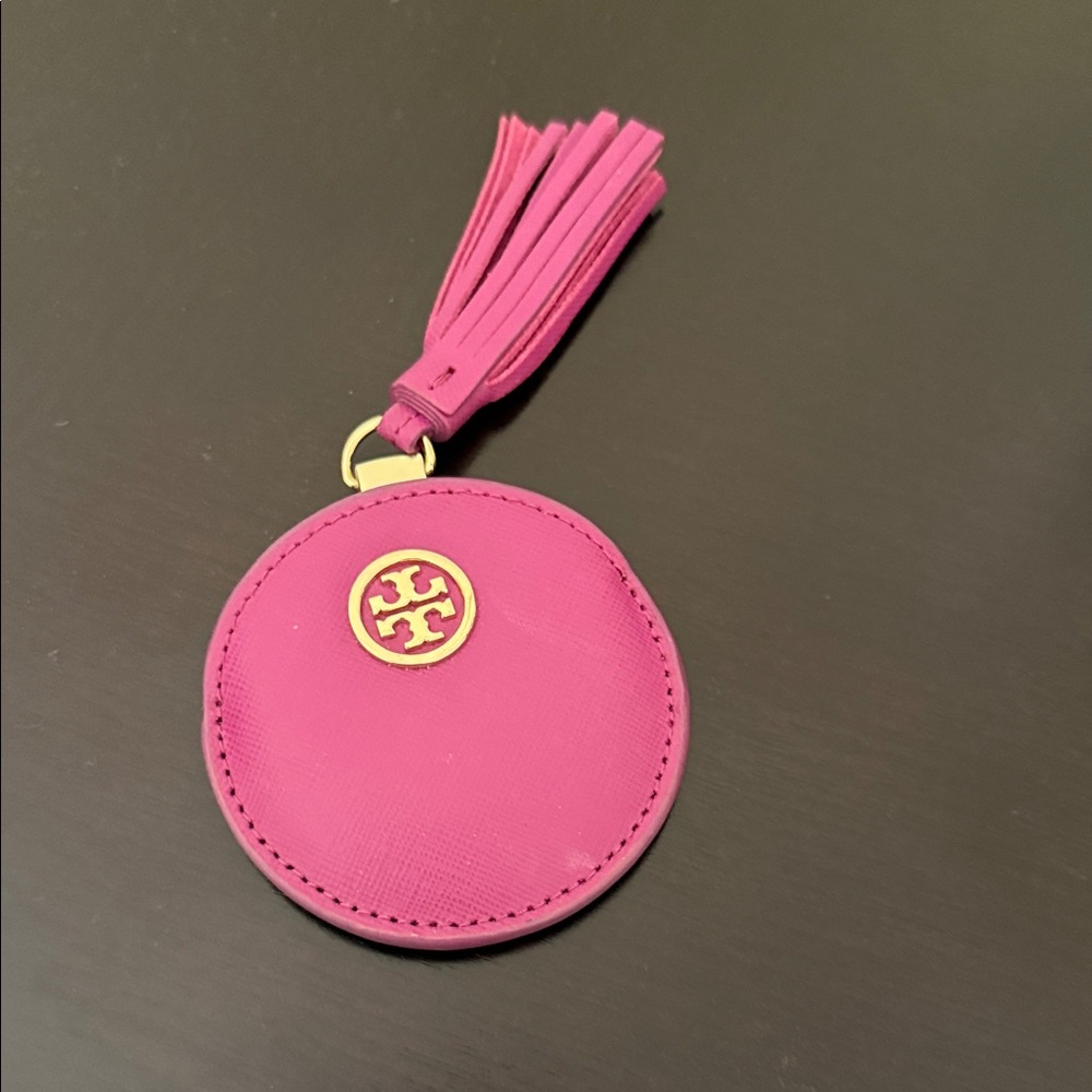 Tory Burch Hot Pink Leather Tassel pocket mirror